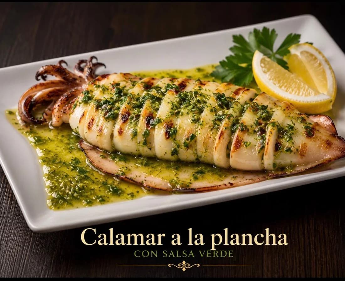 Calamar a la plancha con salsa verde
